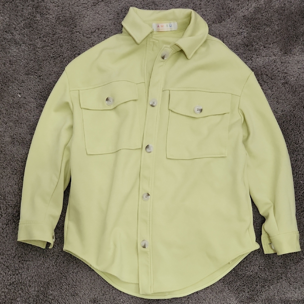Amisu | Lime Green Shacket Button Down Oversized Jacket | Size 4